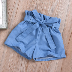 Girls Simple Solid Color Stringy Selvedge Design Tops And Shorts Set