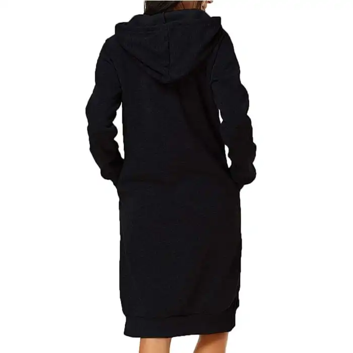 Autumn Winter Women Fashion Solid Color Hooded Long Sleeve Loose Dress