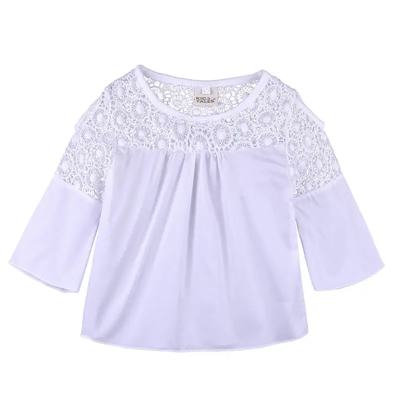 Girls Fashion Long-Sleeves Cool-Shoulder Lace Design Tops And Jeans