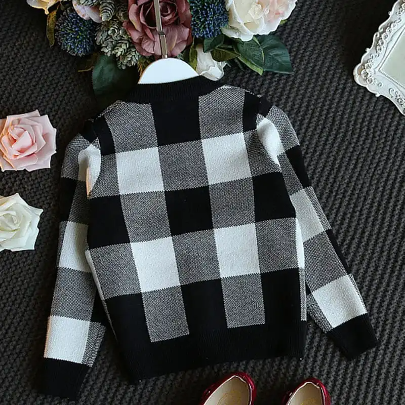 Girls Plaid Single-Breasted Tops And Skirt Set