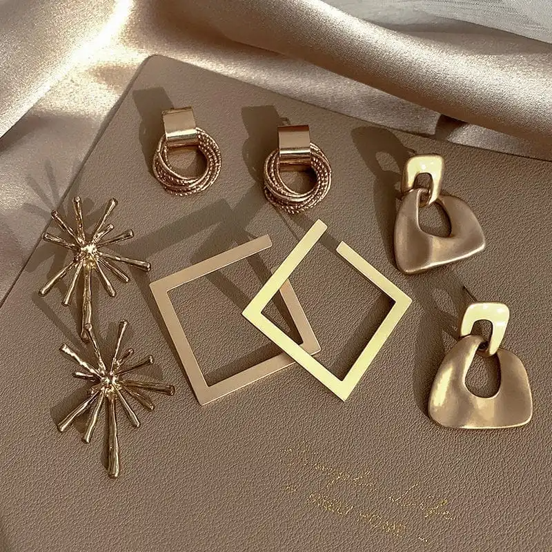 4pair/Set Women Retro Geometry Design Earrings Set